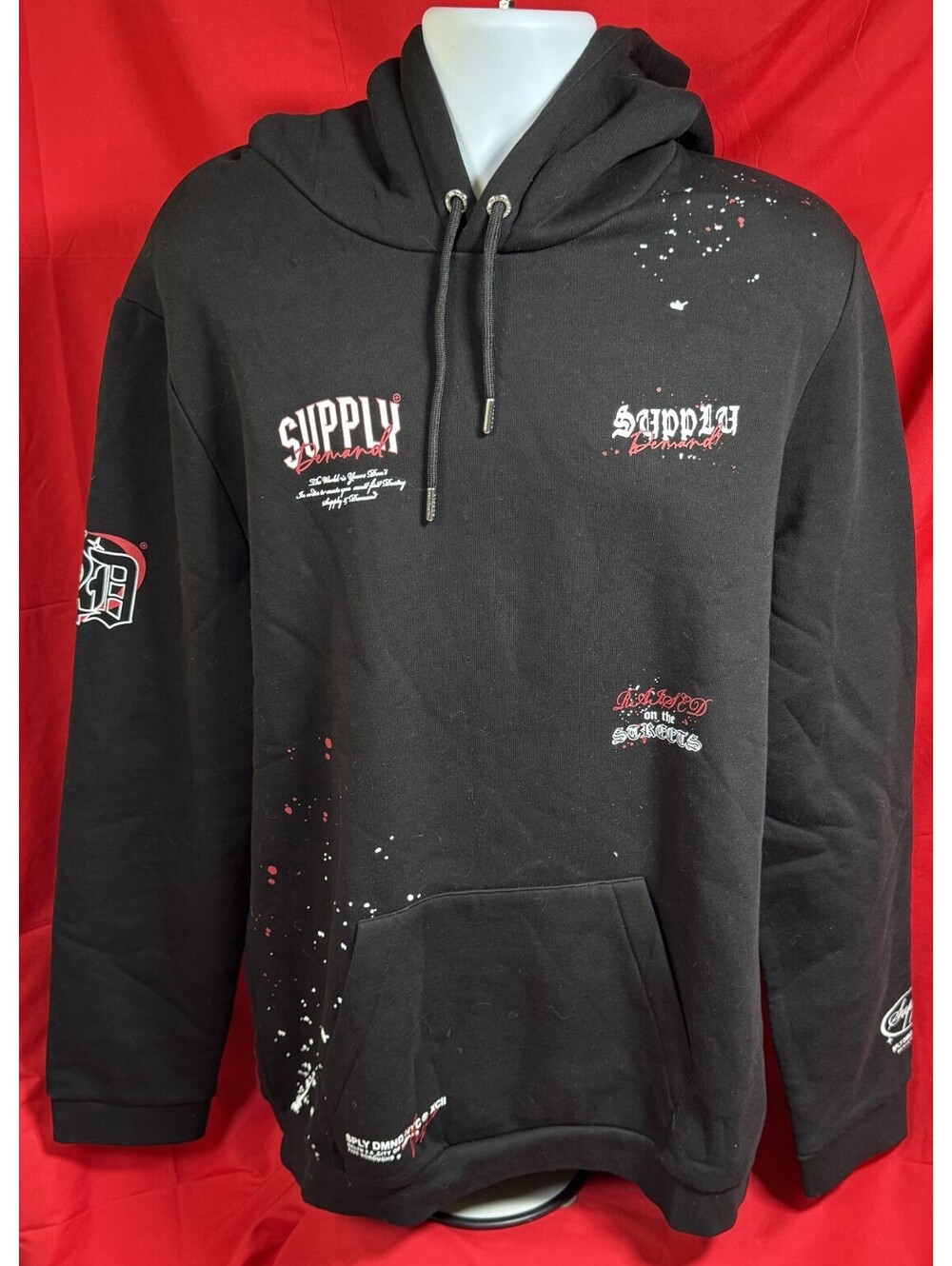 Supply & Demand NY Hackney Pullover Hoodie Black Graphic Fleece Y2K Mens 2XL NWT